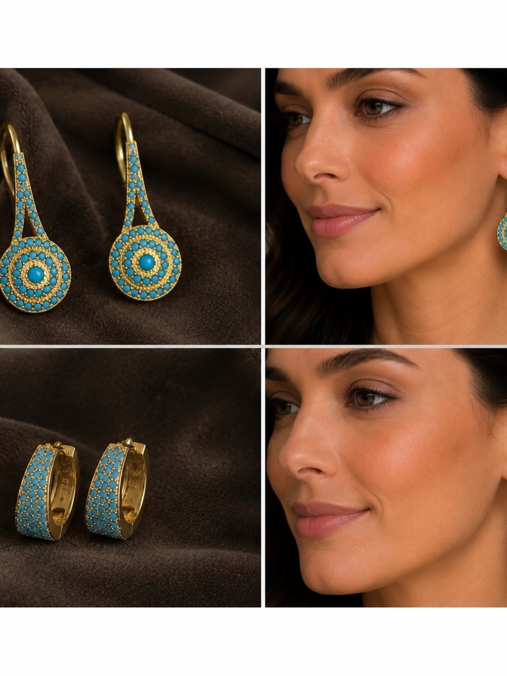 Gold-Tone Turquoise Crystal Drop Earrings - Women Jewelry